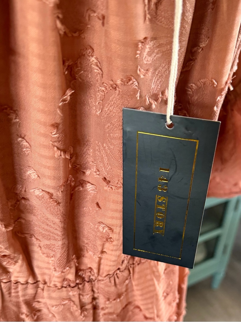 143 Story By Line Up Rust Textured Midi Dress with Ruffle Details XL - Picture 4 of 4